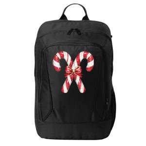 Retro Coquette Bow Candy Cane Christmas Season City Backpack