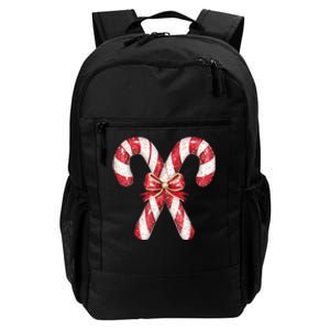 Retro Coquette Bow Candy Cane Christmas Season Daily Commute Backpack