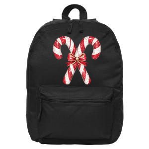 Retro Coquette Bow Candy Cane Christmas Season 16 in Basic Backpack