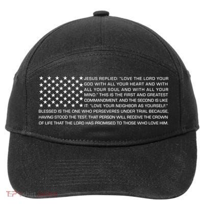 Religious Christianity Bible Verse USA American Flag 7-Panel Snapback Hat