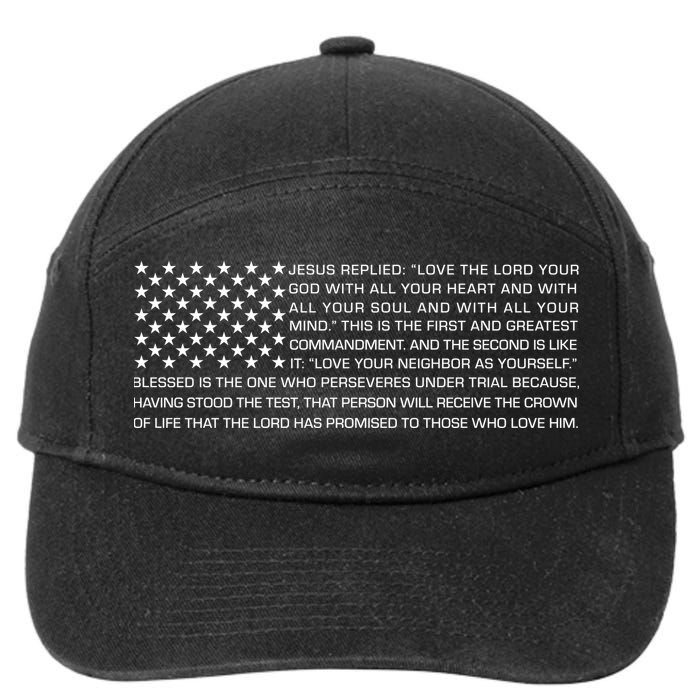 Religious Christianity Bible Verse USA American Flag 7-Panel Snapback Hat
