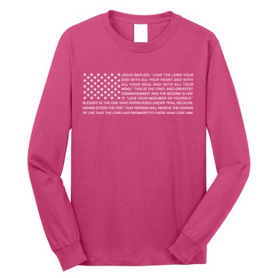 Religious Christianity Bible Verse USA American Flag Long Sleeve Shirt