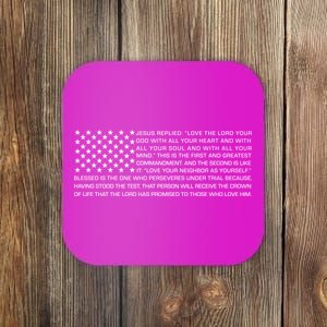 Religious Christianity Bible Verse USA American Flag Coaster