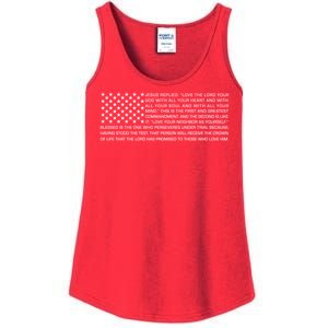 Religious Christianity Bible Verse USA American Flag Ladies Essential Tank