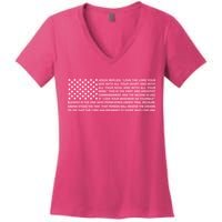Religious Christianity Bible Verse USA American Flag Women's V-Neck T-Shirt
