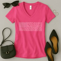Religious Christianity Bible Verse USA American Flag Women's V-Neck T-Shirt