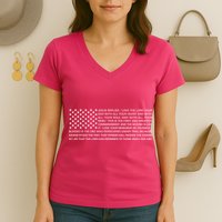 Religious Christianity Bible Verse USA American Flag Women's V-Neck T-Shirt