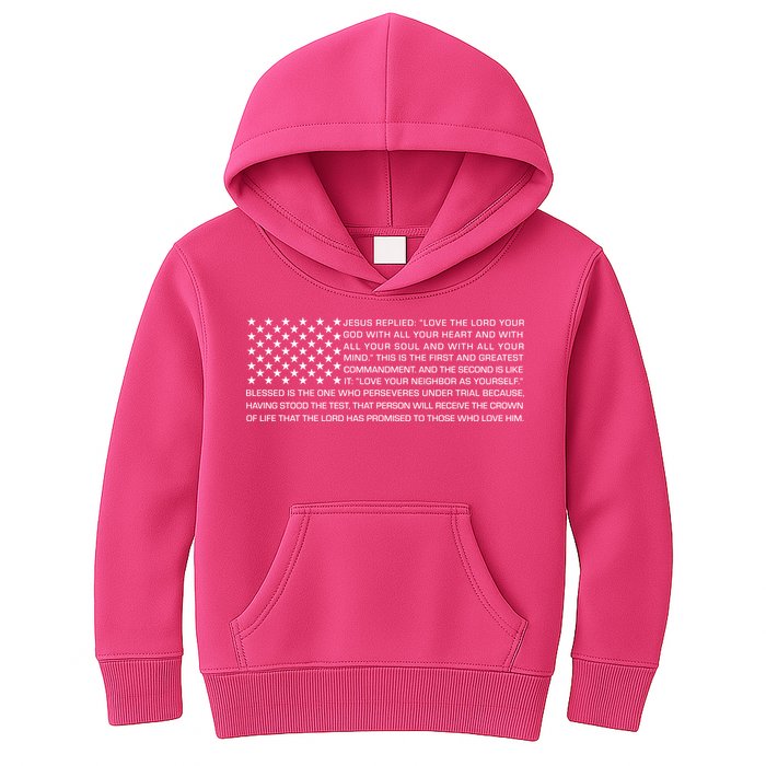 Religious Christianity Bible Verse USA American Flag Kids Hoodie