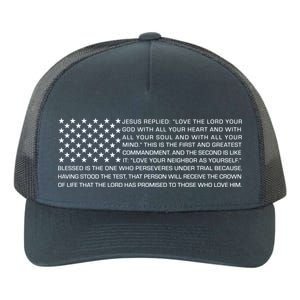 Religious Christianity Bible Verse USA American Flag Yupoong Adult 5-Panel Trucker Hat