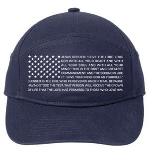 Religious Christianity Bible Verse USA American Flag 7-Panel Snapback Hat