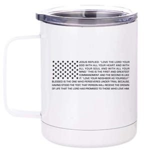 Religious Christianity Bible Verse USA American Flag 12 oz Stainless Steel Tumbler Cup