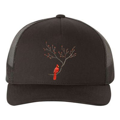 Red Cardinal Bird Lovers Birdwatching Birding Vintage Yupoong Adult 5-Panel Trucker Hat