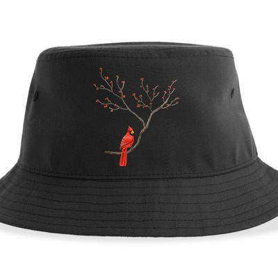 Red Cardinal Bird Lovers Birdwatching Birding Vintage Sustainable Bucket Hat