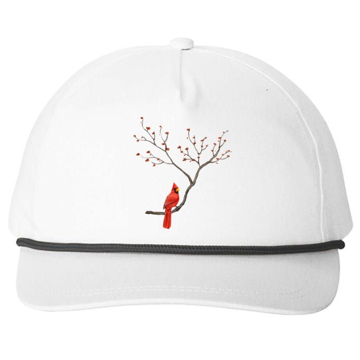 Red Cardinal Bird Lovers Birdwatching Birding Vintage Snapback Five-Panel Rope Hat