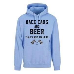 Race Cars Beer Thats Why Im Here Checkered Flag Race Day Gift Unisex Surf Hoodie