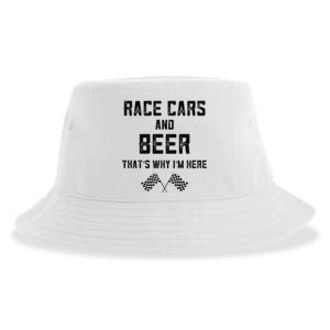 Race Cars Beer Thats Why Im Here Checkered Flag Race Day Gift Sustainable Bucket Hat