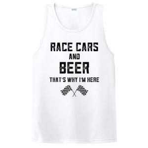 Race Cars Beer Thats Why Im Here Checkered Flag Race Day Gift PosiCharge Competitor Tank