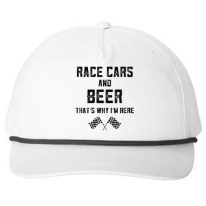 Race Cars Beer Thats Why Im Here Checkered Flag Race Day Gift Snapback Five-Panel Rope Hat