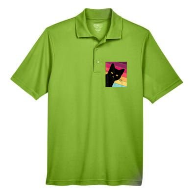 Retro Ca, Black Cat, Vintage Cat Men's Origin Performance Pique Polo