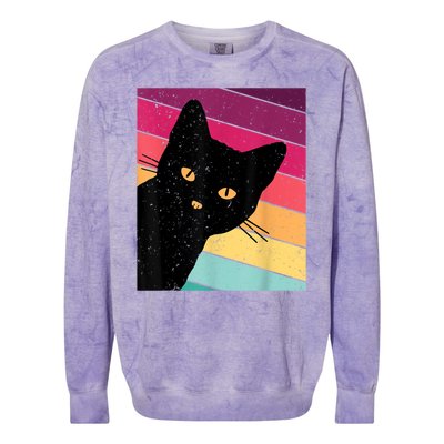 Retro Ca, Black Cat, Vintage Cat Colorblast Crewneck Sweatshirt