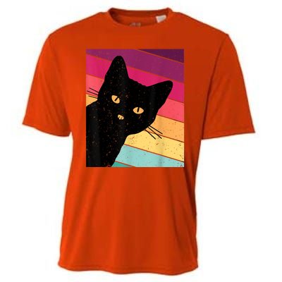 Retro Ca, Black Cat, Vintage Cat Cooling Performance Crew T-Shirt