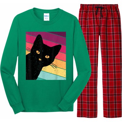 Retro Ca, Black Cat, Vintage Cat Long Sleeve Pajama Set