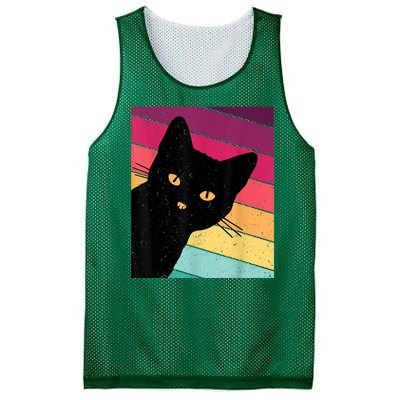 Retro Ca, Black Cat, Vintage Cat Mesh Reversible Basketball Jersey Tank