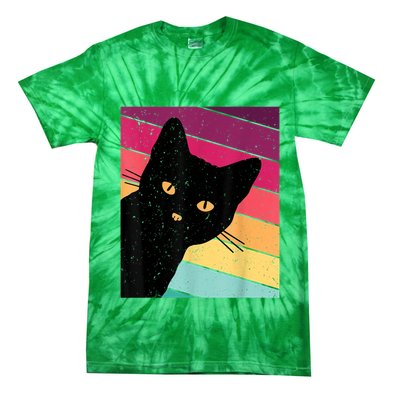 Retro Ca, Black Cat, Vintage Cat Tie-Dye T-Shirt