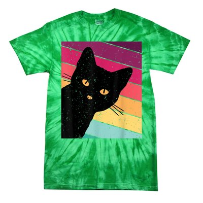 Retro Ca, Black Cat, Vintage Cat Tie-Dye T-Shirt