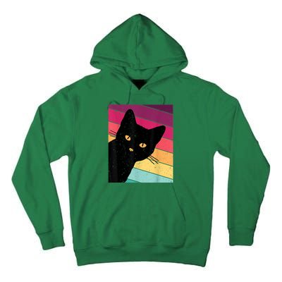 Retro Ca, Black Cat, Vintage Cat Tall Hoodie