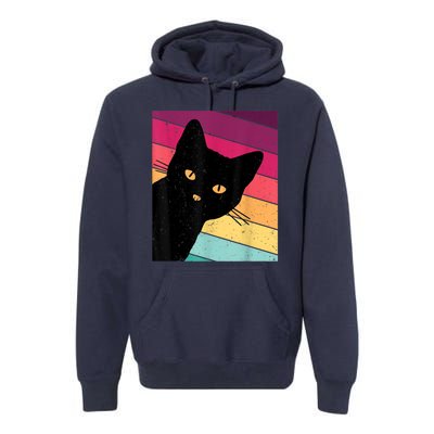 Retro Ca, Black Cat, Vintage Cat Premium Hoodie