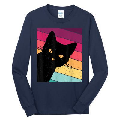 Retro Ca, Black Cat, Vintage Cat Tall Long Sleeve T-Shirt