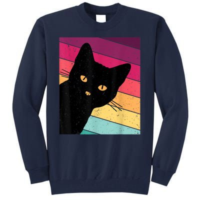 Retro Ca, Black Cat, Vintage Cat Tall Sweatshirt