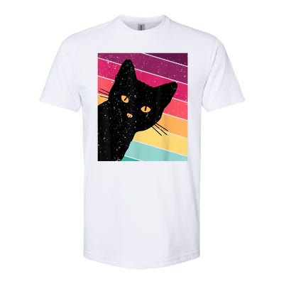 Retro Ca, Black Cat, Vintage Cat Softstyle CVC T-Shirt