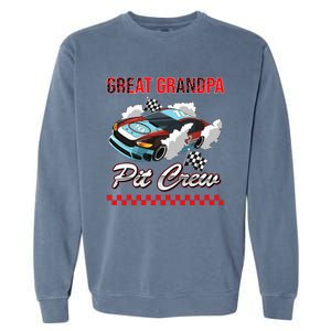 Race Car Birthday Party Racing Family Great Grandpa Pit Crew Garment-Dyed Sweatshirt