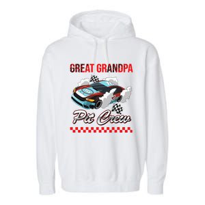 Race Car Birthday Party Racing Family Great Grandpa Pit Crew Garment-Dyed Fleece Hoodie