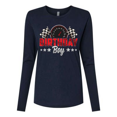 Race Car Birthday Party Racing Family Birthday Boy Pit Crew Womens Cotton Relaxed Long Sleeve T-Shirt