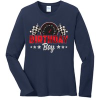 Race Car Birthday Party Racing Family Birthday Boy Pit Crew Ladies Long Sleeve Shirt