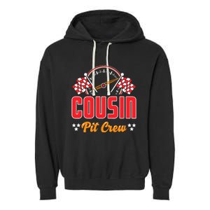 Race Car Birthday Party Matching Family Cousin Pit Crew Garment-Dyed Fleece Hoodie