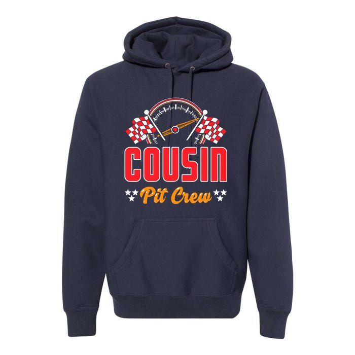 Race Car Birthday Party Matching Family Cousin Pit Crew Premium Hoodie