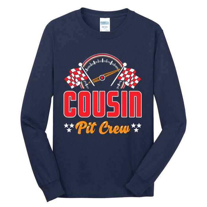 Race Car Birthday Party Matching Family Cousin Pit Crew Tall Long Sleeve T-Shirt