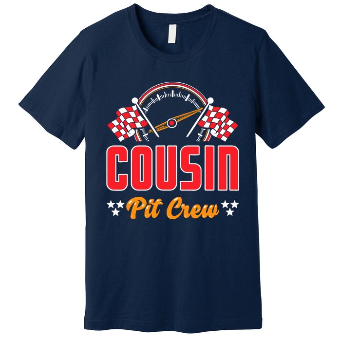 Race Car Birthday Party Matching Family Cousin Pit Crew Premium T-Shirt