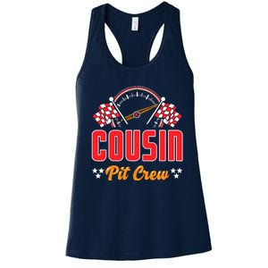 Race Car Birthday Party Matching Family Cousin Pit Crew Women's Racerback Tank