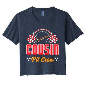 Race Car Birthday Party Matching Family Cousin Pit Crew Women's Crop Top Tee