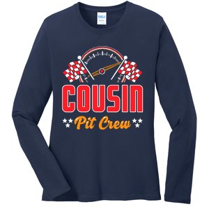 Race Car Birthday Party Matching Family Cousin Pit Crew Ladies Long Sleeve Shirt