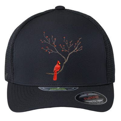 Red Cardinal Bird Lovers Birdwatching Birding Vintage Flexfit Unipanel Trucker Cap