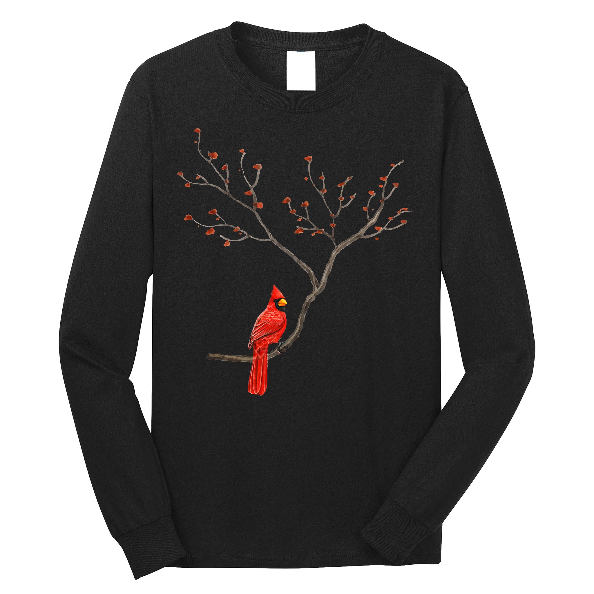 Red Cardinal Bird Lovers Birdwatching Birding Vintage Long Sleeve Shirt