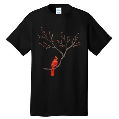 Red Cardinal Bird Lovers Birdwatching Birding Vintage Tall T-Shirt