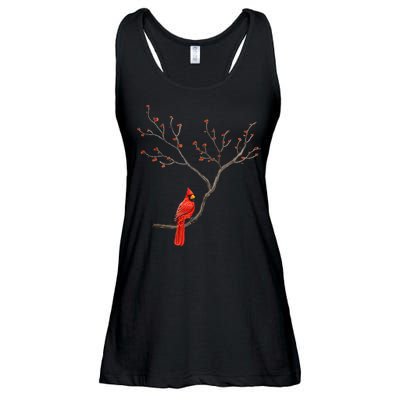 Red Cardinal Bird Lovers Birdwatching Birding Vintage Ladies Essential Flowy Tank