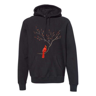 Red Cardinal Bird Lovers Birdwatching Birding Vintage Premium Hoodie